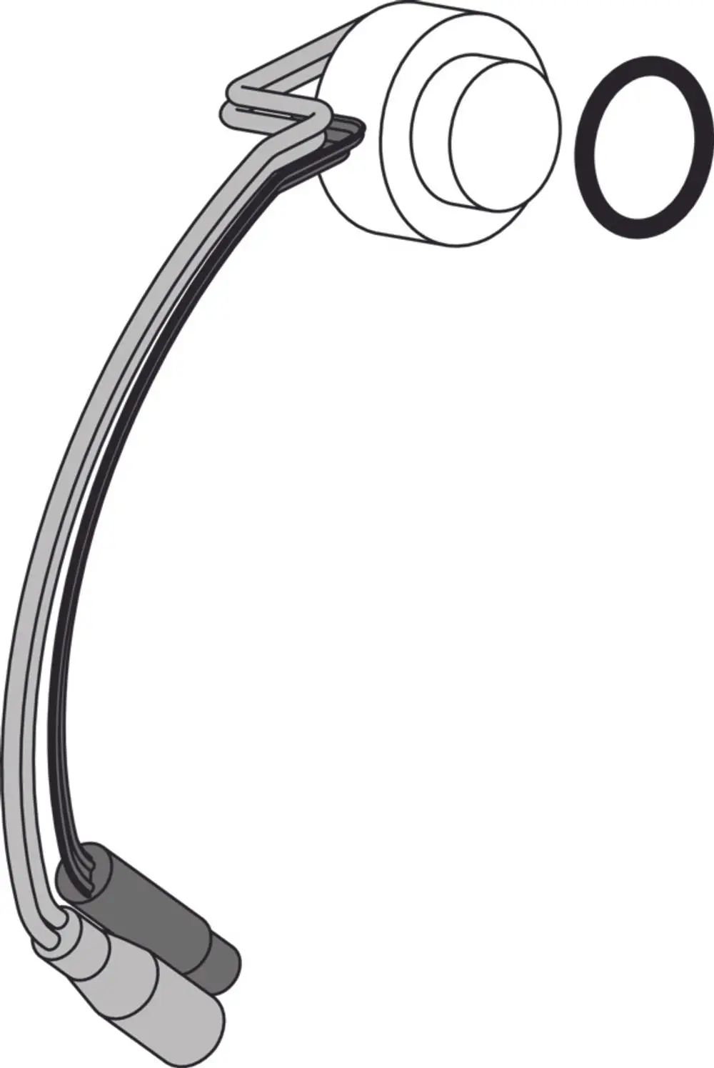 Sensor mit Kabel von Ideal Standard, abgebildet in schematischer Darstellung mit Anschlussstecker und o-förmigen Dichtungsring.